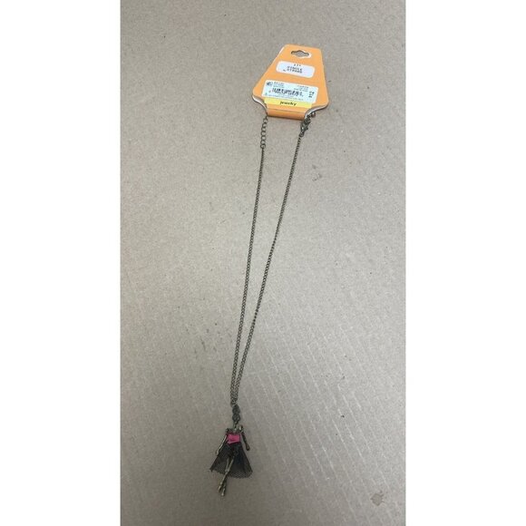 Carole Inc. Pendant Necklace Dual Strand Burnished Metal & Hematite w/ Crystal - Picture 4 of 5